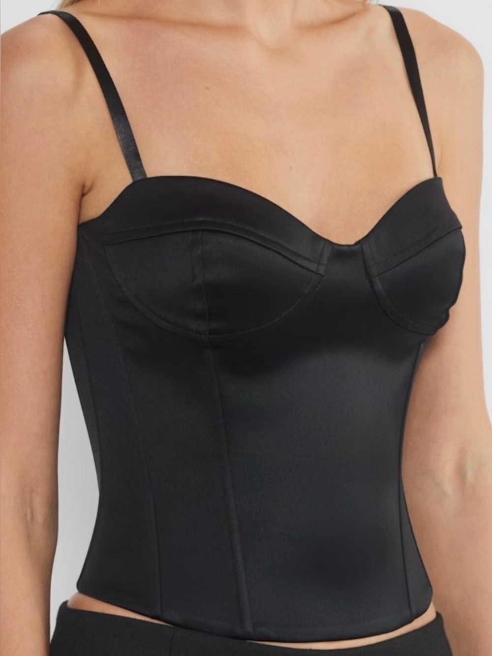Aritzia Satin Bustier Corset Top - Black